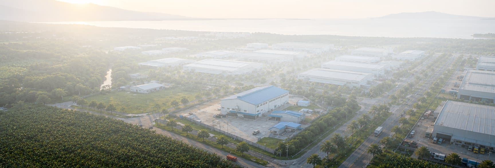 Aerial view of Hijo Industrial Estates with the Hijo Industrial Estates logo
