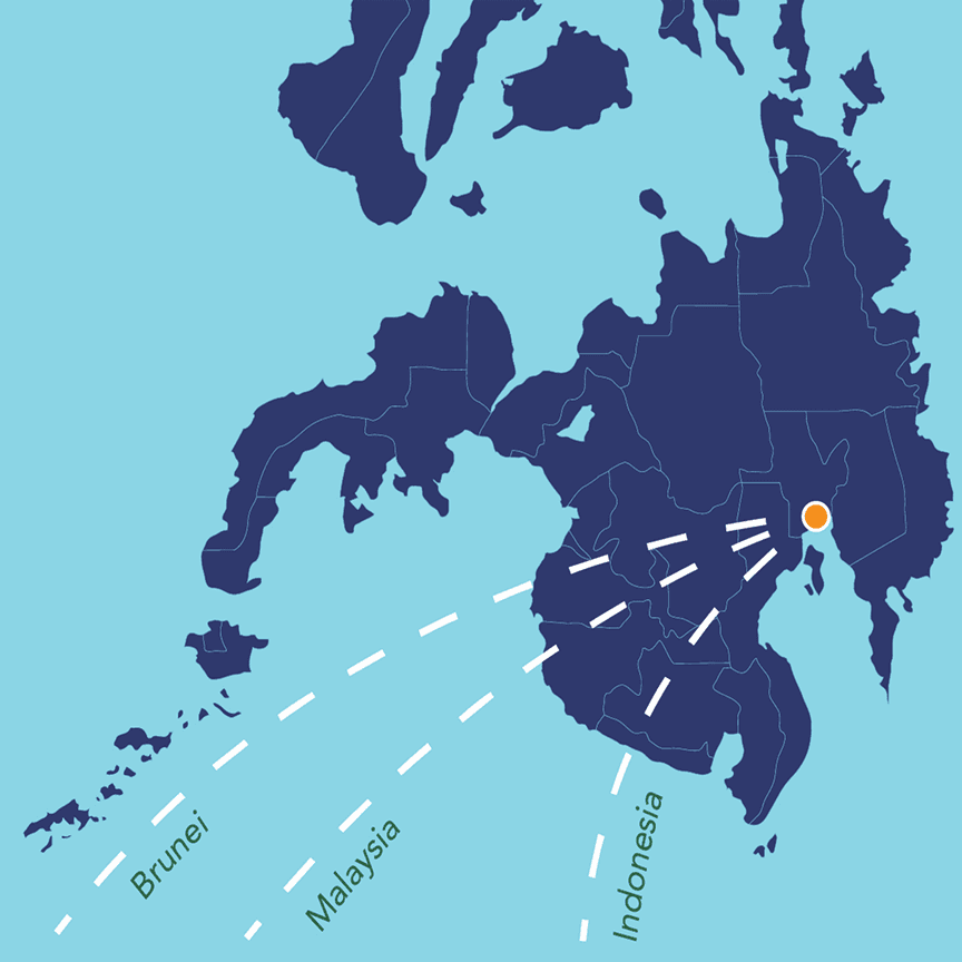 Map of the BIMP-EAGA region highlighting Mindanao's central position